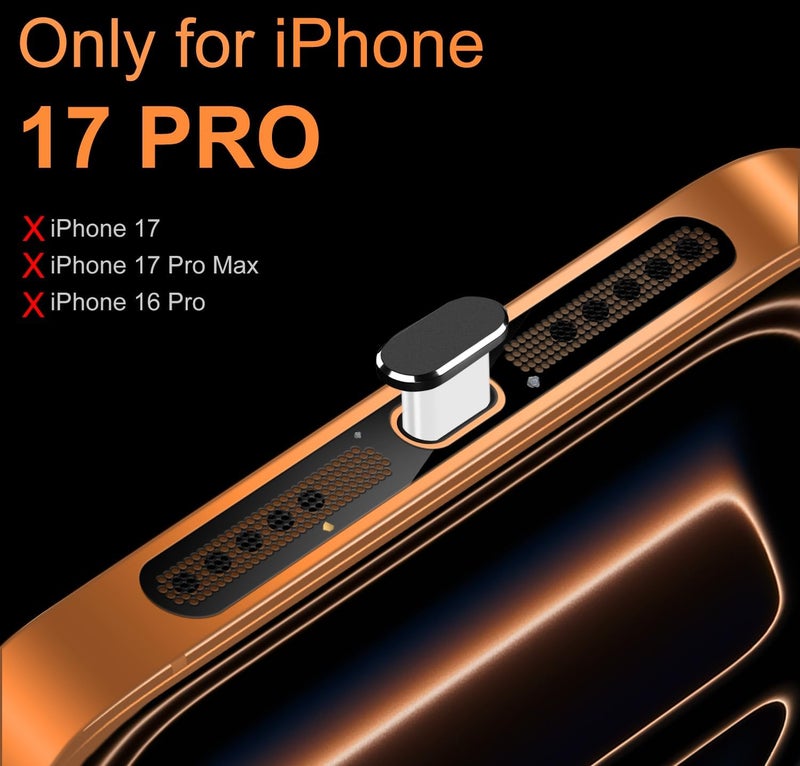 Limvory USB C Dust Plug, for iPhone 17 Pro Speaker Dust Cover Anti Dust Cover Protector Cap – Black - Image 2